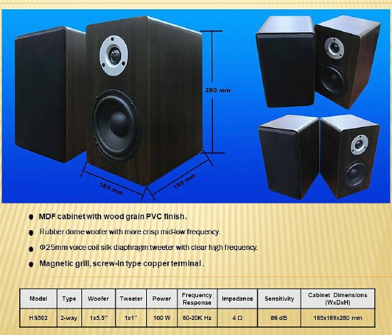 HS502 Bookshelf Speaker Audio Speaker