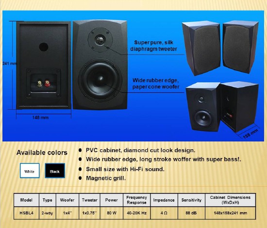 HSBL4 Bookshelf Speaker Audio Speaker