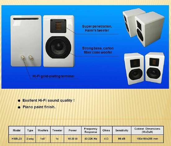 HSBL23 Bookshelf Speaker Ribbon Tweeter Audio Speaker