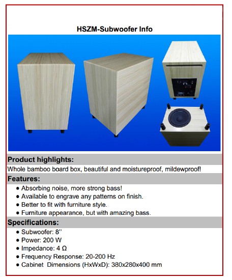 HSZM-Subwoofer Audio Speaker Home Speaker