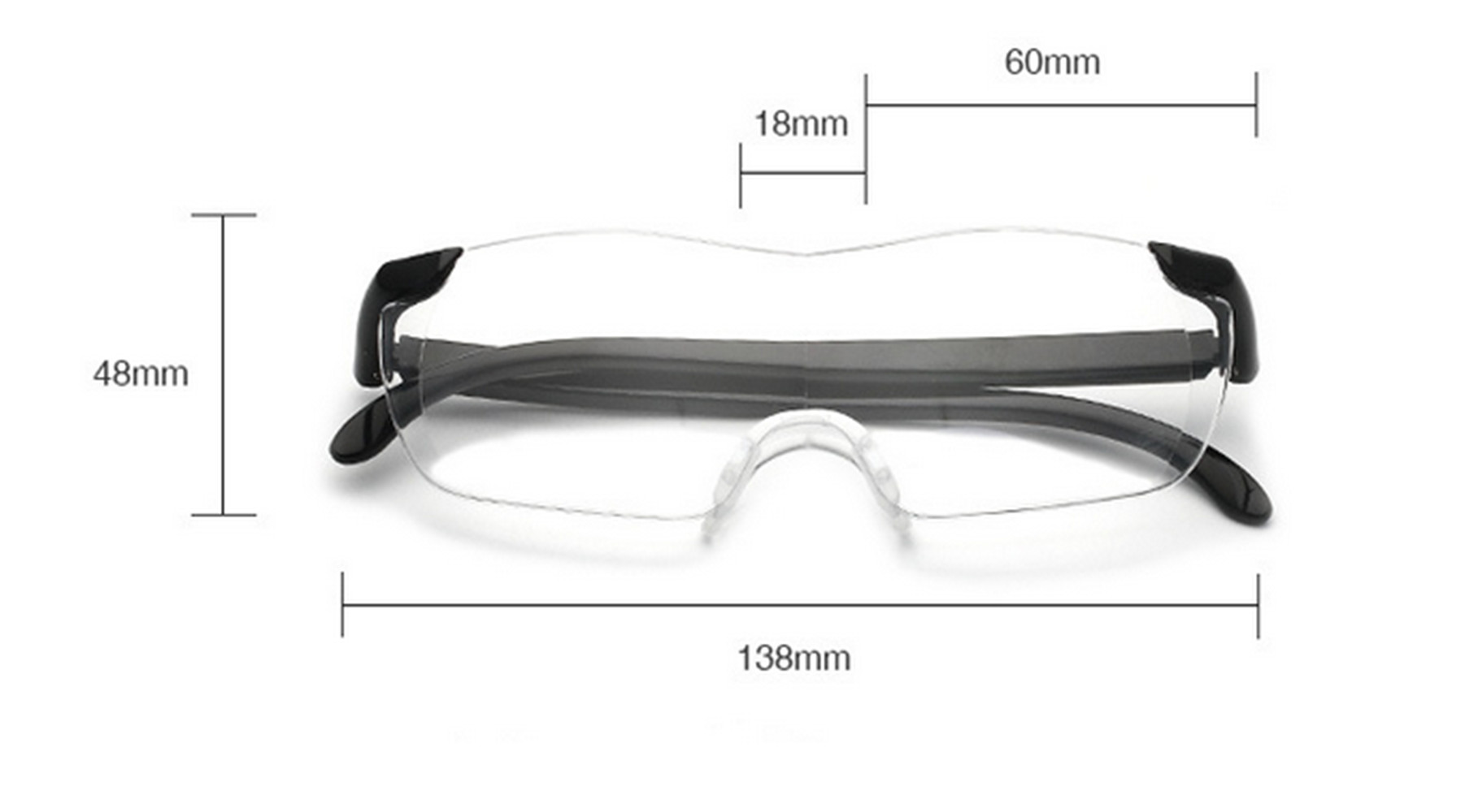 Plastic Glasses - Unisex Bigger Magnifying Glasses Makes Everything Bigger and Clearer 160 degrees Eyewear Glasses